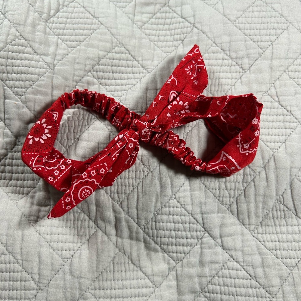 Red Bandana Print Elastic Headband